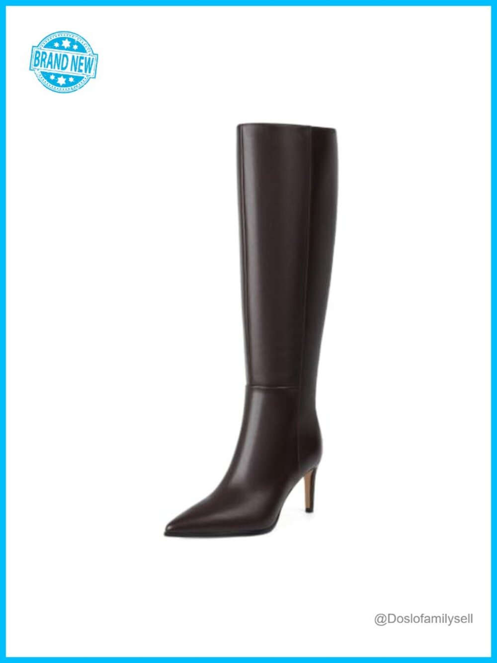 Knee High Boots Pointed Toe Stiletto Heel Faux Leather Tall Dressy